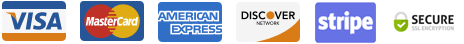Visa, Mastercard, American Express, Discover, Stripe  Secure Payment