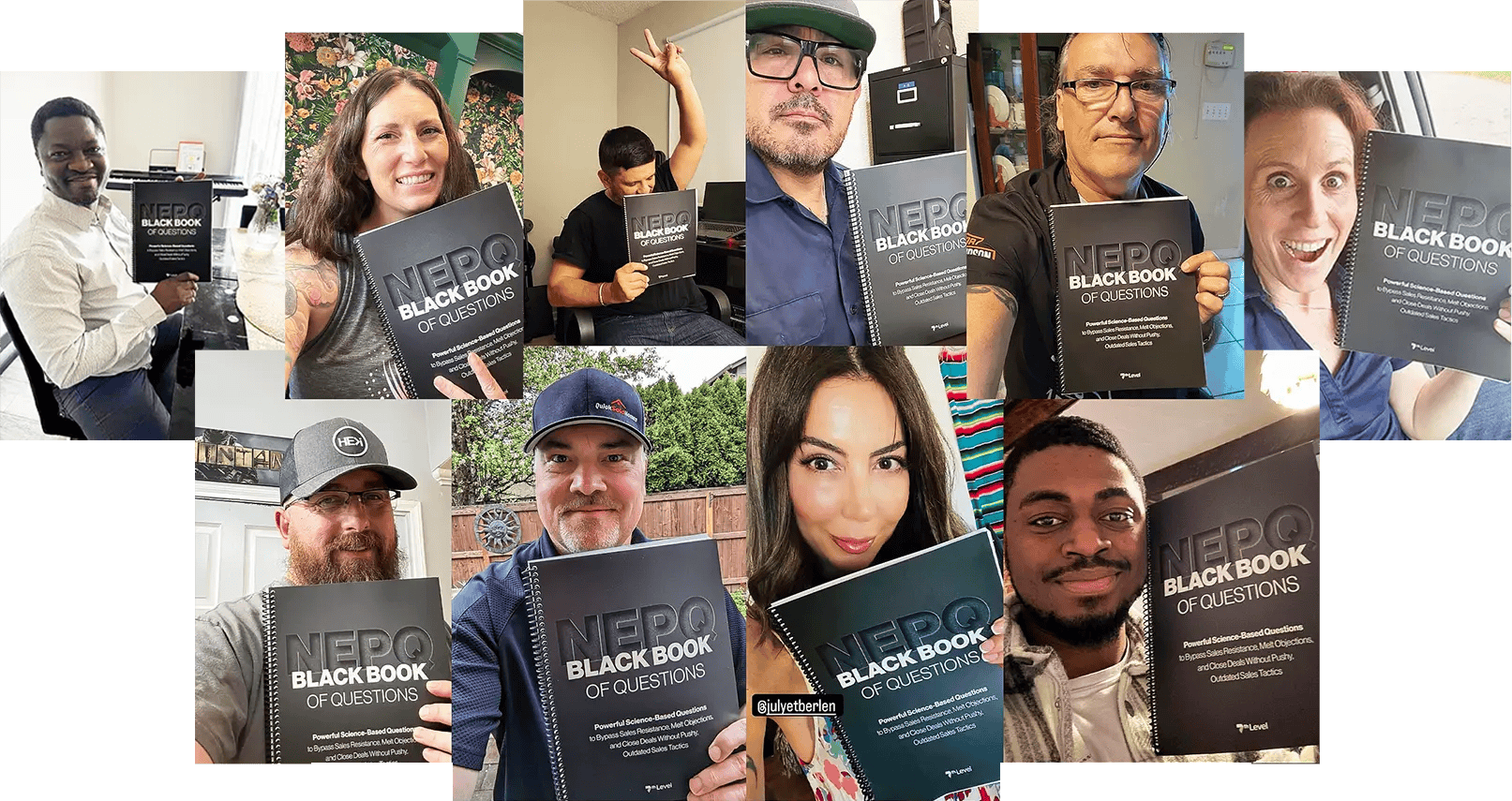 Collage of happy customers holding Four Seasons of You ebook
